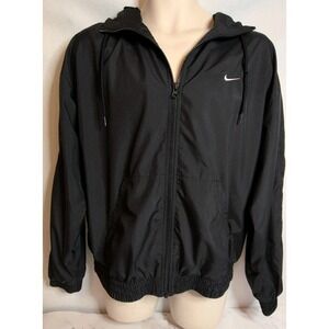 Vintage Nike  90's Windbreaker Hooded Jacket  Unisex Large Color Black